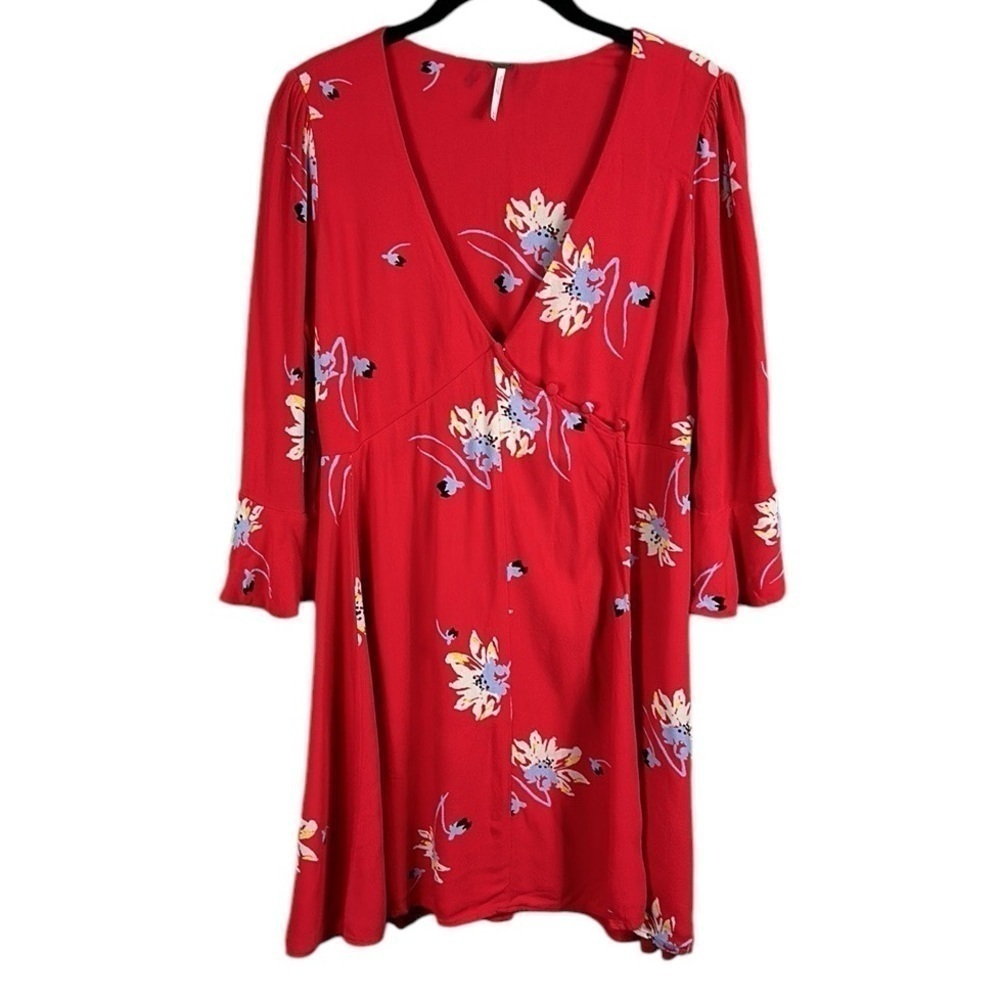 Free People Time on My Side Floral Print Wrap Dress Size M - Picture 2 of 11